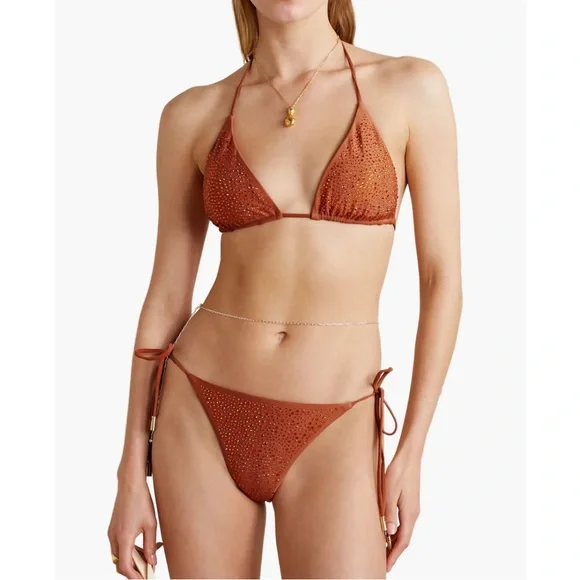 NWT Cult Gaia Raven Triangle Bikini Top in Amber - Picture 3 of 9
